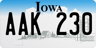 IA license plate AAK230