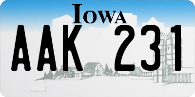 IA license plate AAK231