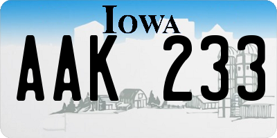 IA license plate AAK233