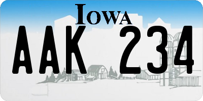 IA license plate AAK234