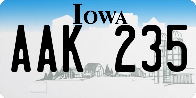 IA license plate AAK235
