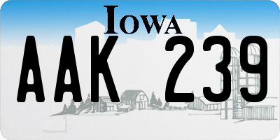 IA license plate AAK239