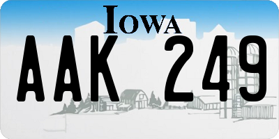 IA license plate AAK249