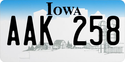 IA license plate AAK258