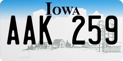 IA license plate AAK259