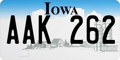 IA license plate AAK262