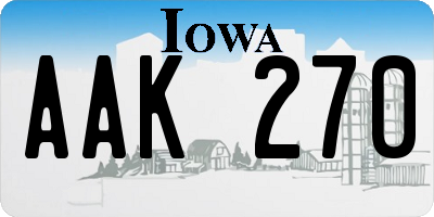 IA license plate AAK270