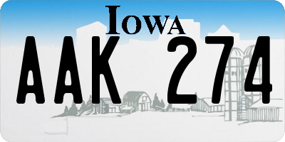 IA license plate AAK274