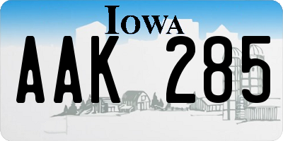 IA license plate AAK285