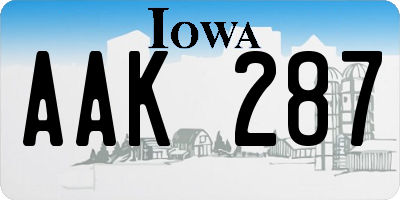 IA license plate AAK287