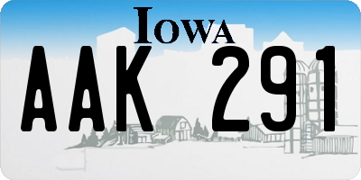 IA license plate AAK291