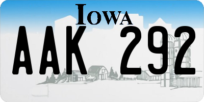 IA license plate AAK292