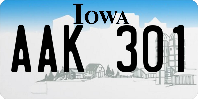 IA license plate AAK301