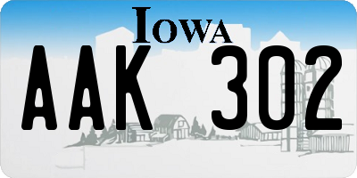 IA license plate AAK302