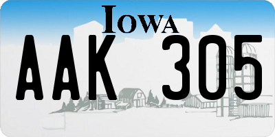 IA license plate AAK305