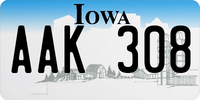 IA license plate AAK308