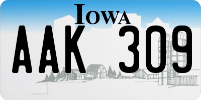 IA license plate AAK309