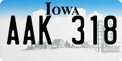 IA license plate AAK318