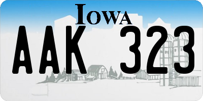 IA license plate AAK323