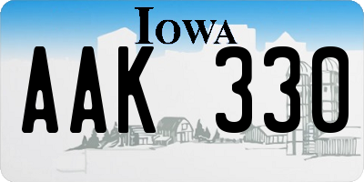 IA license plate AAK330