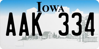IA license plate AAK334