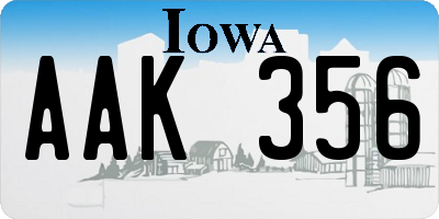 IA license plate AAK356