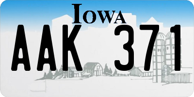 IA license plate AAK371