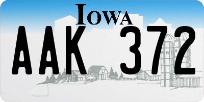 IA license plate AAK372