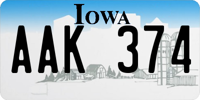 IA license plate AAK374