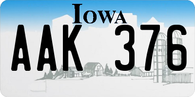 IA license plate AAK376