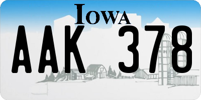 IA license plate AAK378