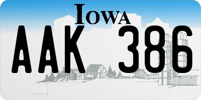 IA license plate AAK386