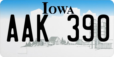 IA license plate AAK390