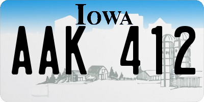 IA license plate AAK412