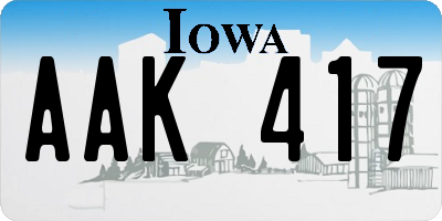 IA license plate AAK417