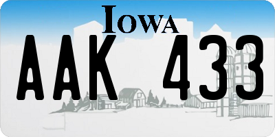 IA license plate AAK433