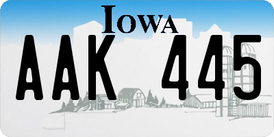 IA license plate AAK445