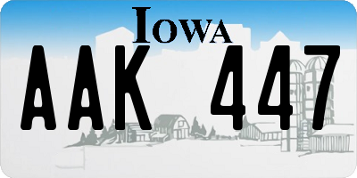 IA license plate AAK447