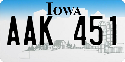 IA license plate AAK451