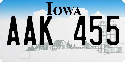 IA license plate AAK455