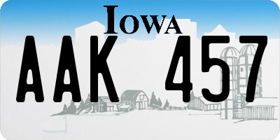 IA license plate AAK457