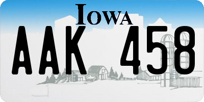 IA license plate AAK458