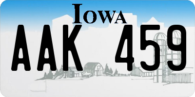 IA license plate AAK459