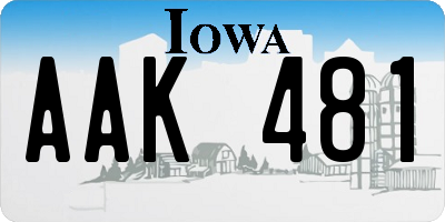 IA license plate AAK481