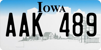 IA license plate AAK489