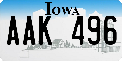 IA license plate AAK496