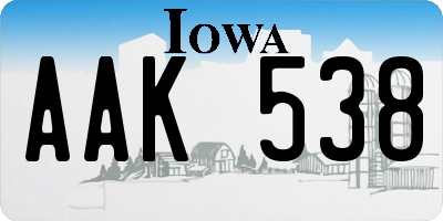 IA license plate AAK538