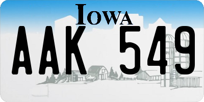 IA license plate AAK549