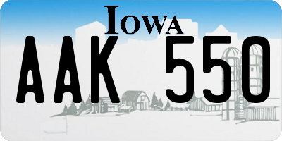 IA license plate AAK550