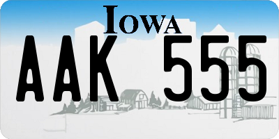 IA license plate AAK555